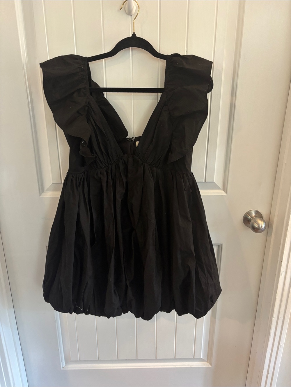 The Vintage Shop Black Ruffle Bubble Mini Dress